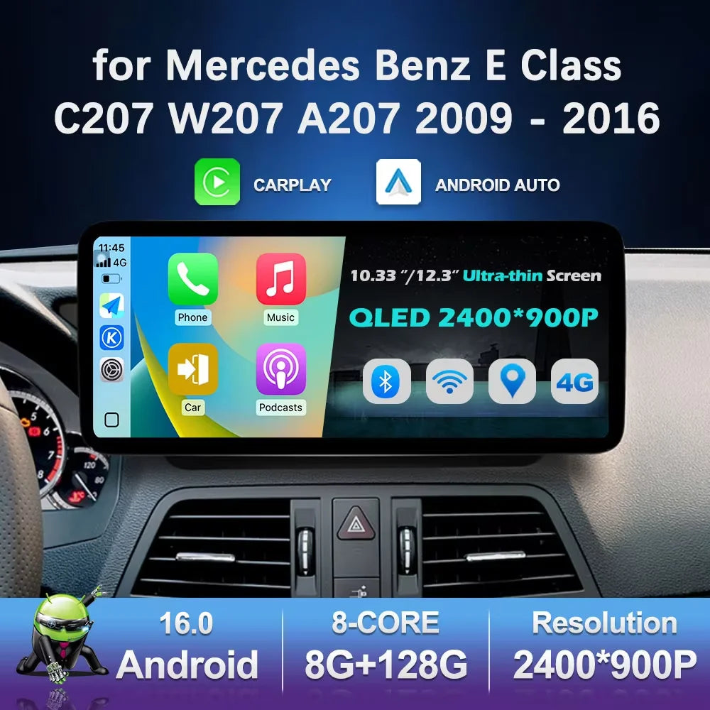 Stereo GPS 4G Android 16 for Mercedes Benz E Class C207 W207 A207 2009 - 2016 Wireless Car