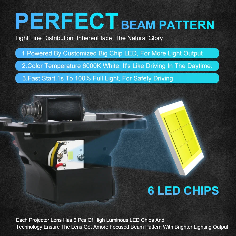 Bi-led Lens 3 inch Projector Lenses 8800000LM Kits H4 Hi/Lo Beam H1 H7 H11 9005 9006 LED B