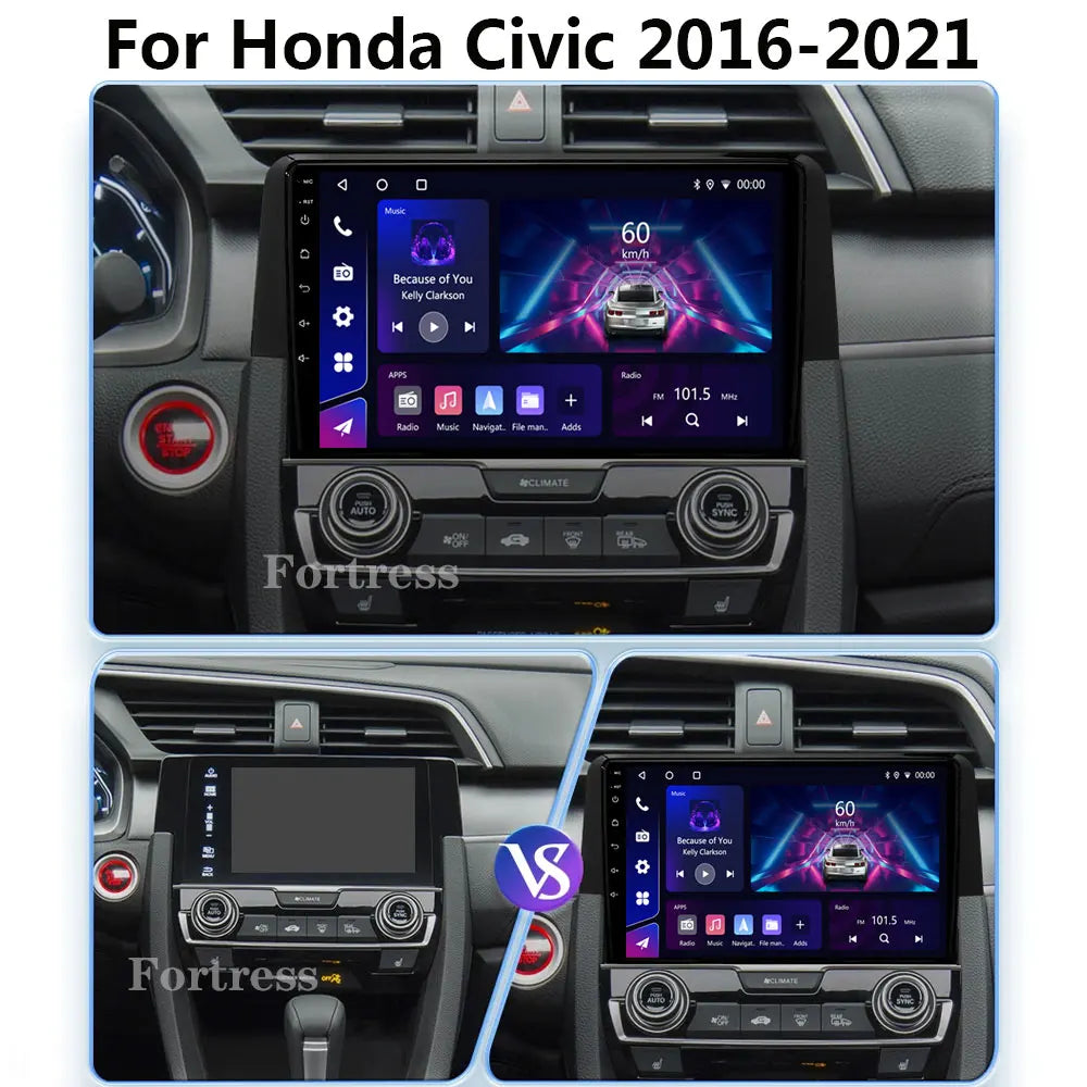 Andriod Car stereo radio For Honda Civic 10th 10gen 2015 - 2021 Multimedia Player Wireless