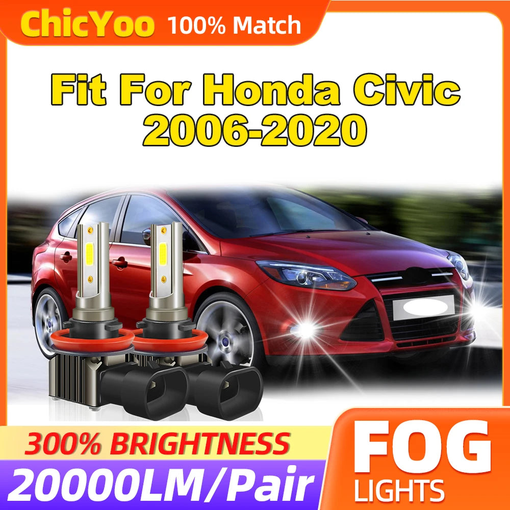 Fit For Honda Civic 2006-2015 2016 2017 2018 2019 2020 60W H8 H9 H11 Fog Lamps 20000LM Can