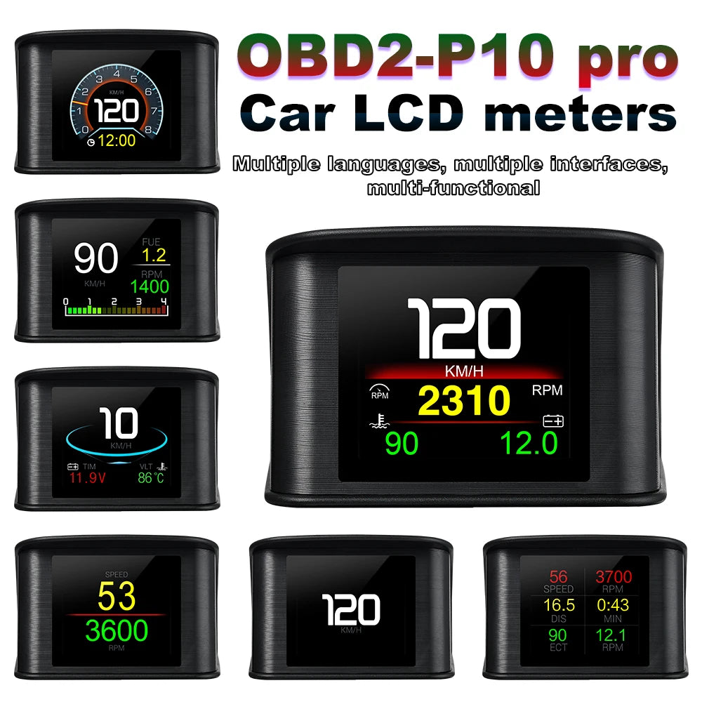Car Head Up Display P10-PRO HUD Speedometer On-board Computer OBD2 Smart Digital for Smart OBD2 P10 - Automotive LED Lig