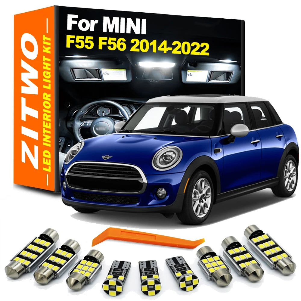 ZITWO 10Pcs LED Interior Light Sunvisor Bulb Dome Map Reading Trunk Lamp Kit For for Mini F56 F55 2014-2018 - Canbus LED