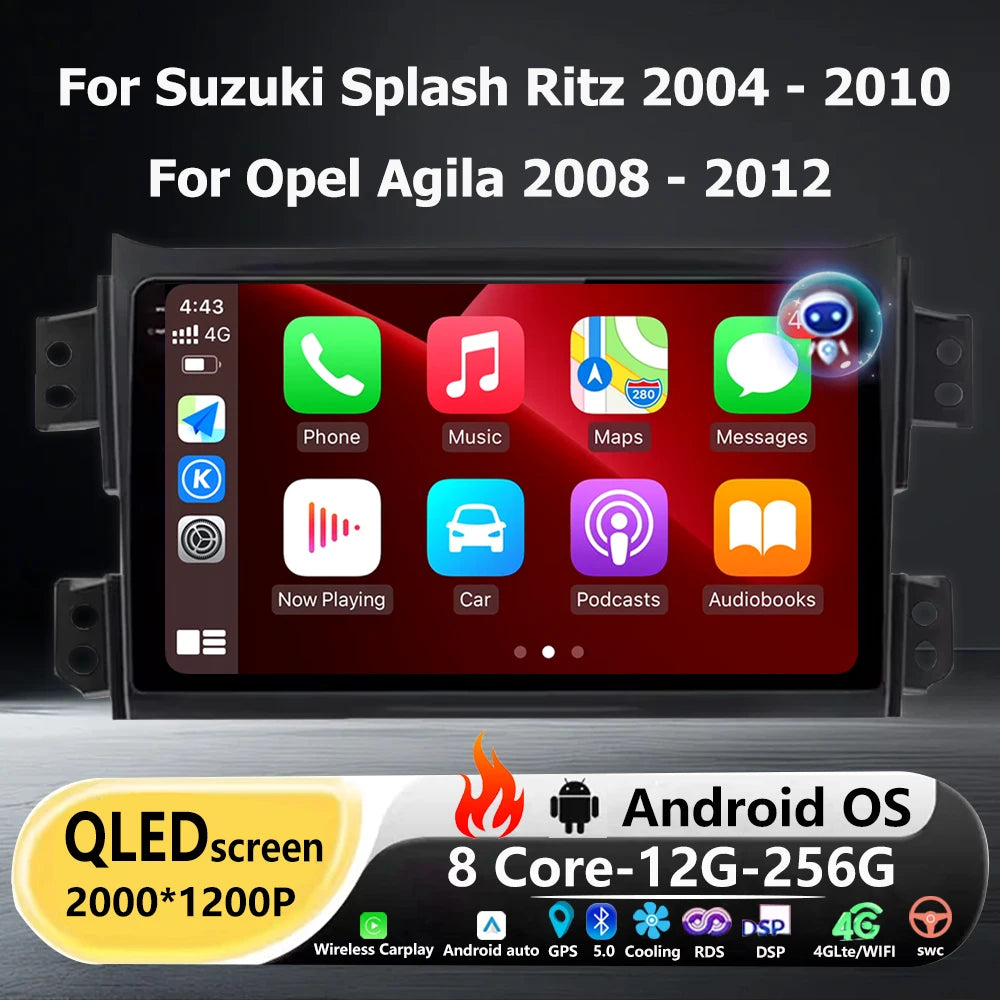 Car Radio Multimedia Player GPS Navigation For Suzuki Splash Ritz 2004 - 2010 For Opel Agi