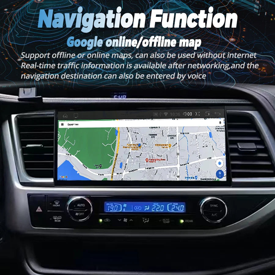 12.3inch Android 15 Screen Car Radio GPS Navigation Stereo For Toyota Highlander 3 XU50 20