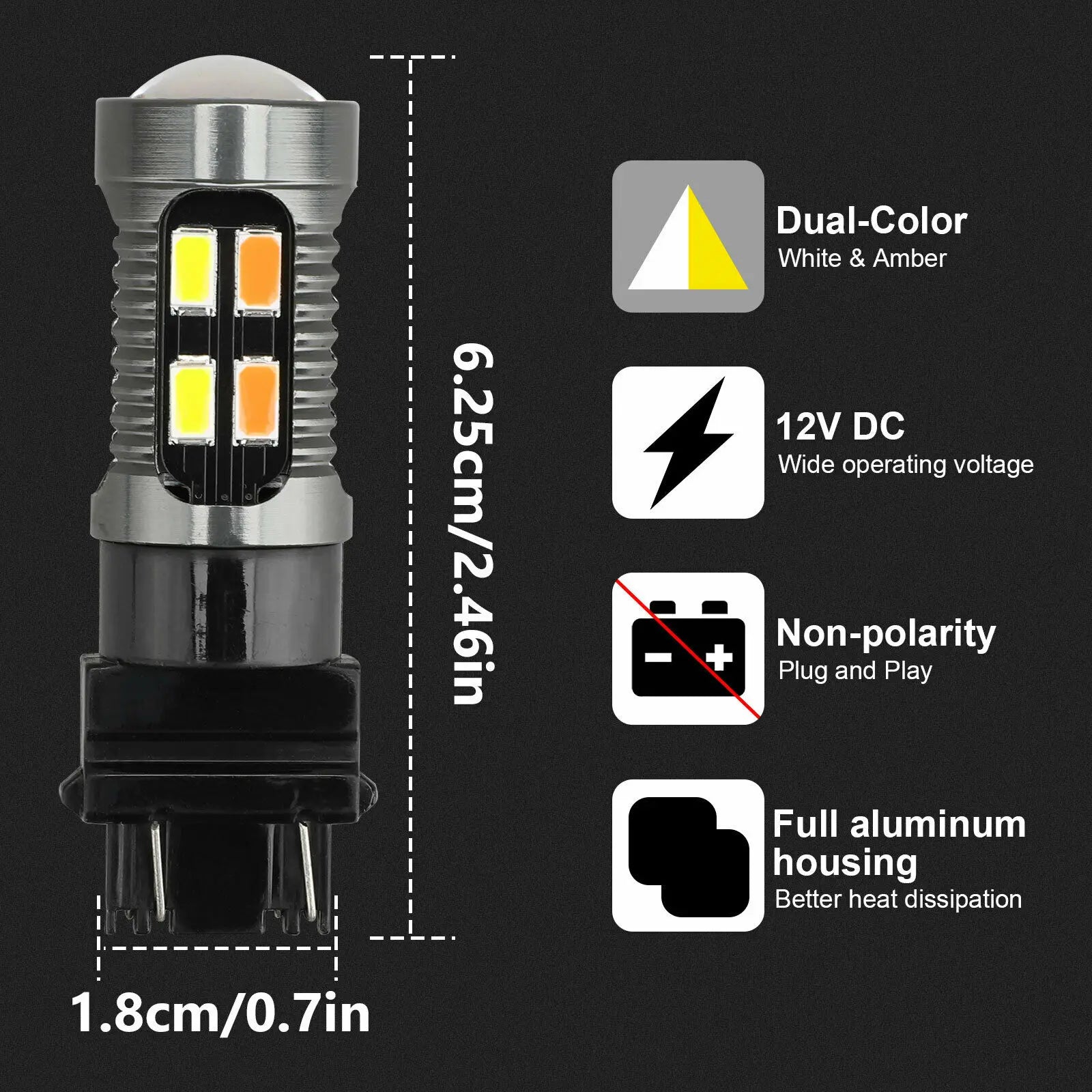 3157 3156 Switchback Car LED Turn Signal Light Bulbs DRL 4157na 3457a White Amber Auto Dri