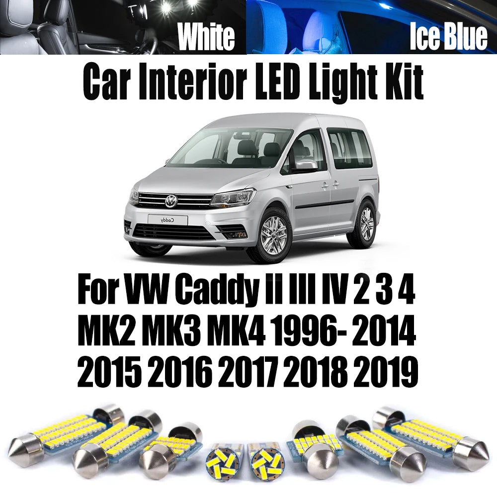 LED Interior Light Kit for VW Caddy II III IV 2 3 4 MK2 MK3 MK4 1996- 2014 - Canbus Dome Map Door Trunk Bulbs | AUTOK...