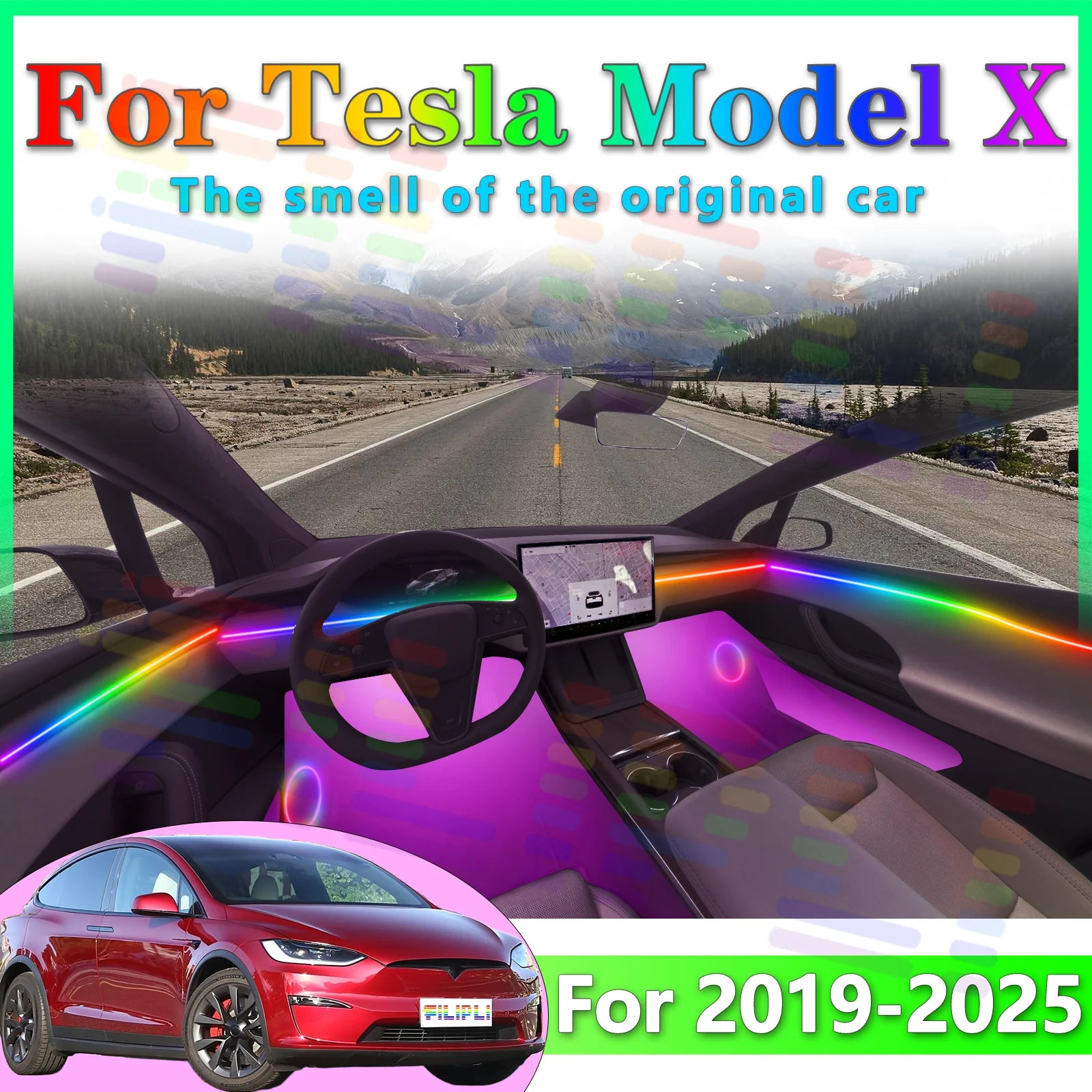 RGB - Ambient Light - for Tesla 2019-2025 - App Control - Car Interior Lighting | AUTOKITSHOP