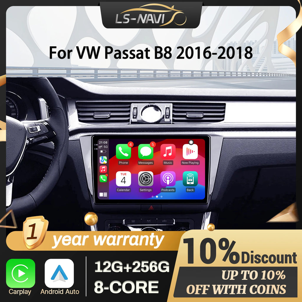 For VW Passat B8 2016-2018 Android 14 Car Radio Multimedia Navigation Wireless CarPlay Tou