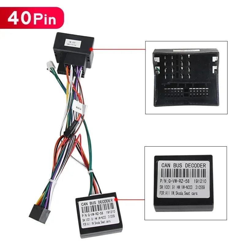 40PIN 52PIN ISO Connector for Skoda Volkswagen Golf 5/6/Polo/Passat/Jetta/Tiguan/Touran Ca | AUTOKITSHOP