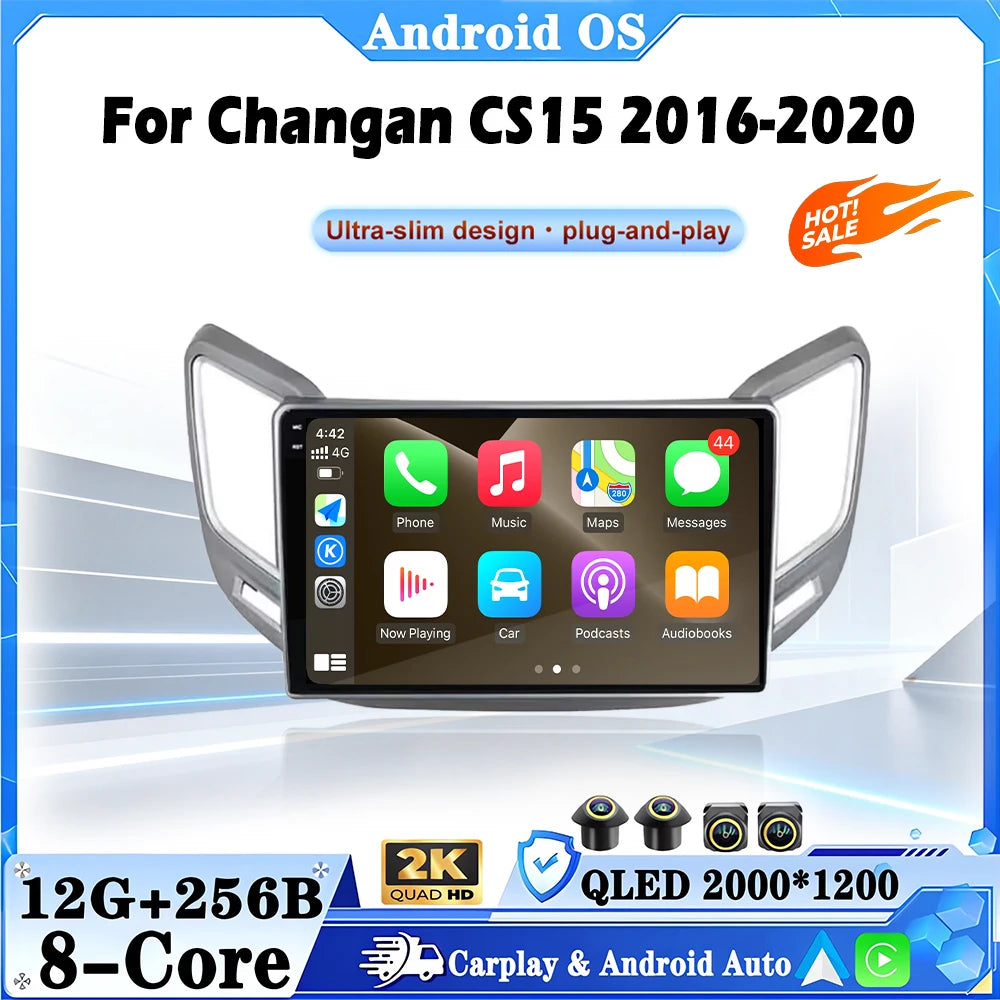 QLED 2000*1200P Android For Changan CS15 2016-2020 GPS Navigation Wireless Carplay Auto Mu