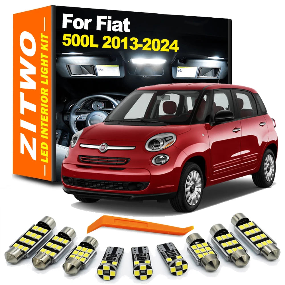 ZITWO 11Pcs LED Interior Light Kit For Fiat 500L 2013- 2017 2018 2019 2020 2021 2022 2023 2024 LED Bulb Dome Reading Trunk Lamp