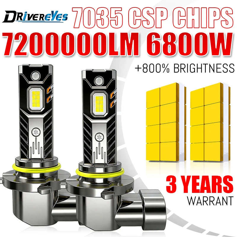 6800W 9005 LED H7 H4 H1 Headlight CANBUS H8 H11 HB3 9006 HB4 Lights Mini Lamp 1:1 Size Wir