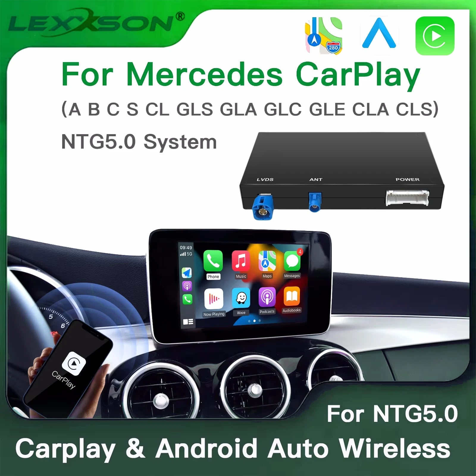 Wireless CarPlay Android Auto Fits For Mercedes A B C CL S CLA CLS CLASS GLA GLS GLC GLE V | AUTOKITSHOP