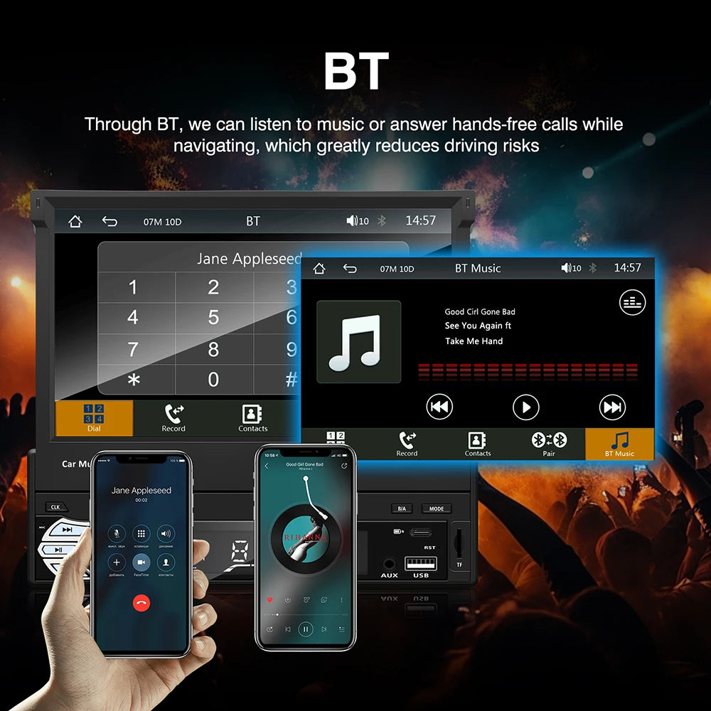 Carplay Android Auto Universal 1 Din MP5 Player 7 Inch Retractable Touch Screen Car Player | AUTOKITSHOP