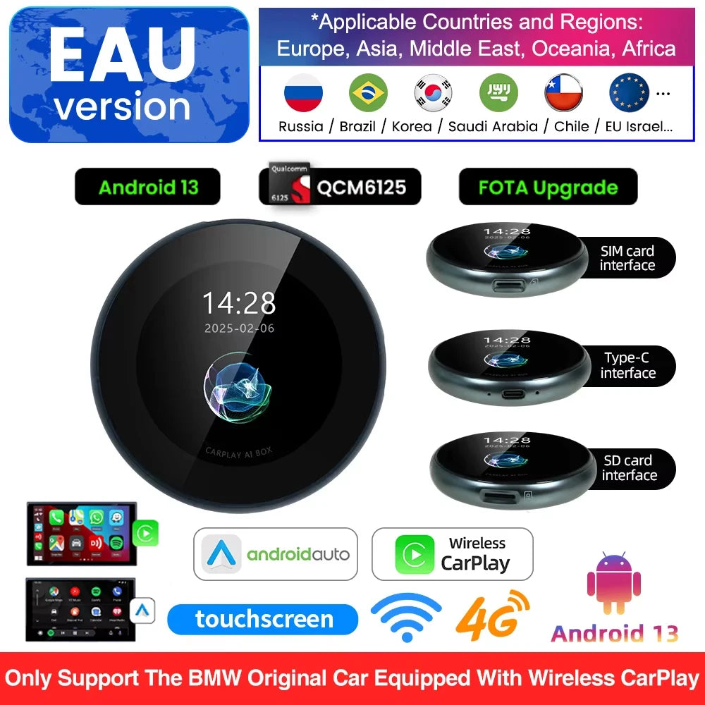 OEM Screen Upgrade QCM6125 Android 13 AI Box For BMW Cars Wireless CarPlay For BMW ID6 ID7