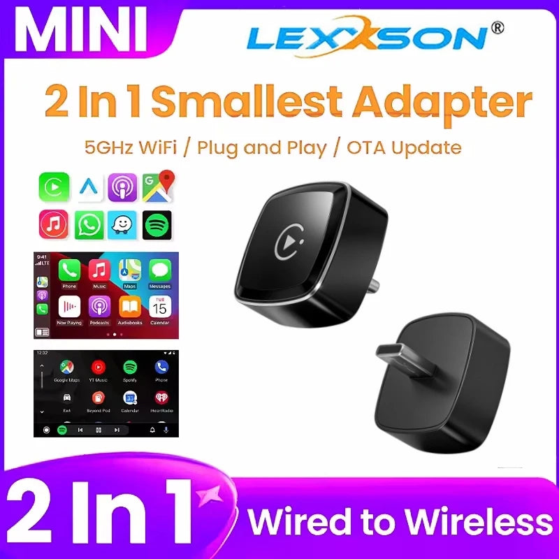 2 in1 Wired to Wireless CarPlay Adapter Plug & Plug Auto Connect Converts for Wired Cars C | AUTOKITSHOP