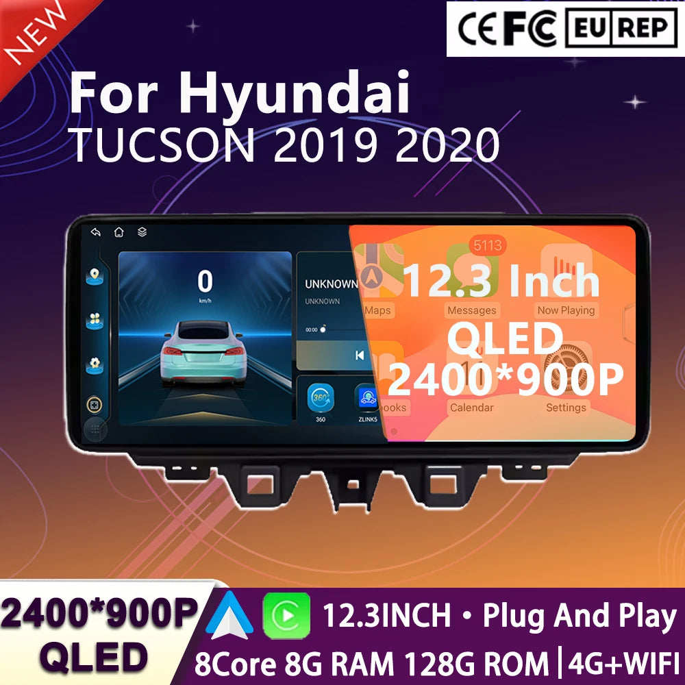 12.3"Car Radio For Hyundai TUCSON 2019 2020 Android 15 Multimedia Video Player WiFi GPS Na | AUTOKITSHOP