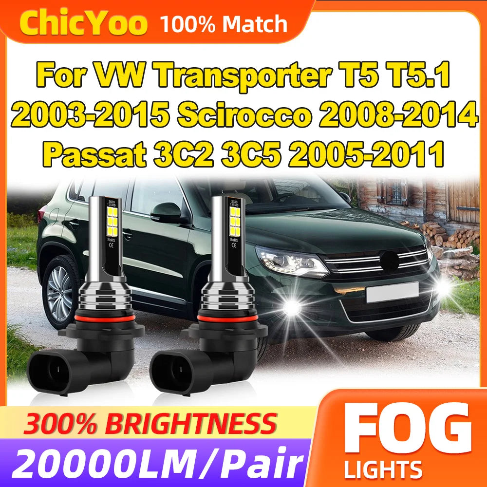 20000LM LED Fog Lights 60W Fog Lamps 12V 6000K For VW Transporter T5 T5.1 2003-2015 Sciroc