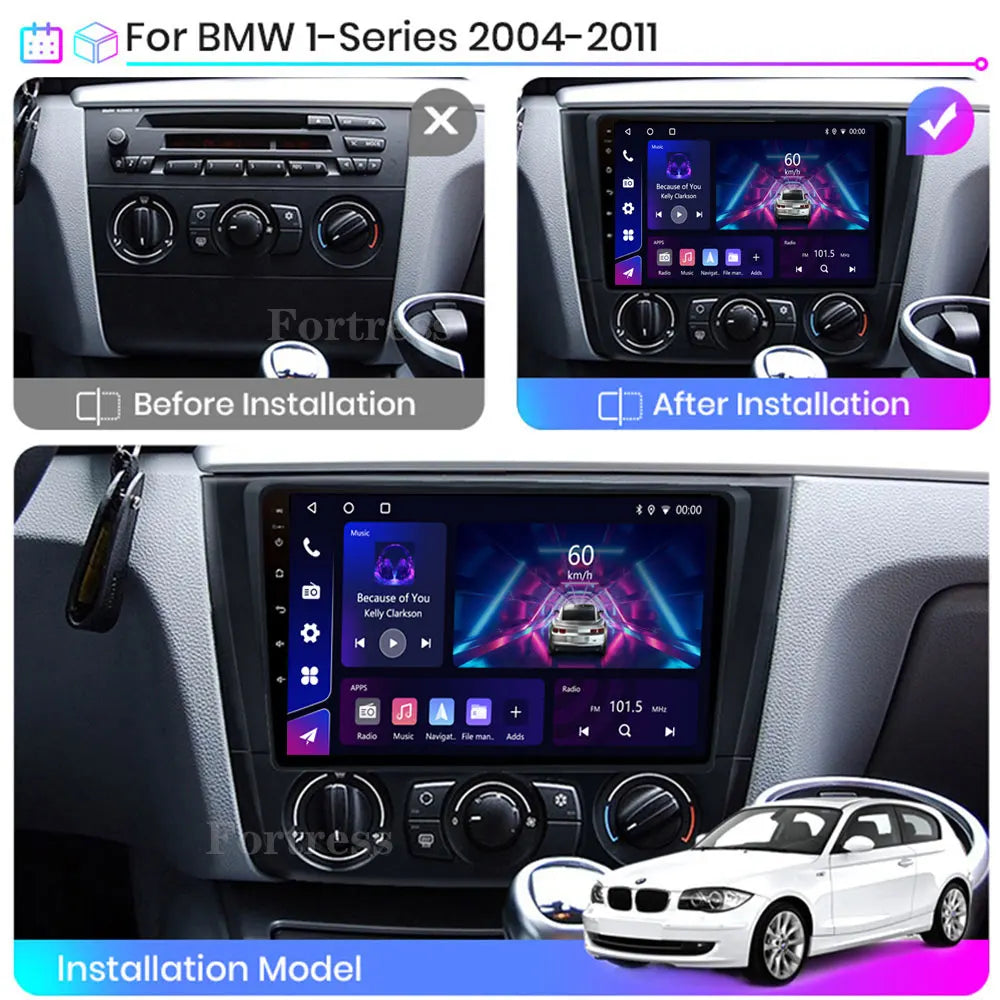 Android 16 For BMW 1-Series E88 E82 E81 E87 2004 - 2011 2K QLED Android Car Radio Multimed