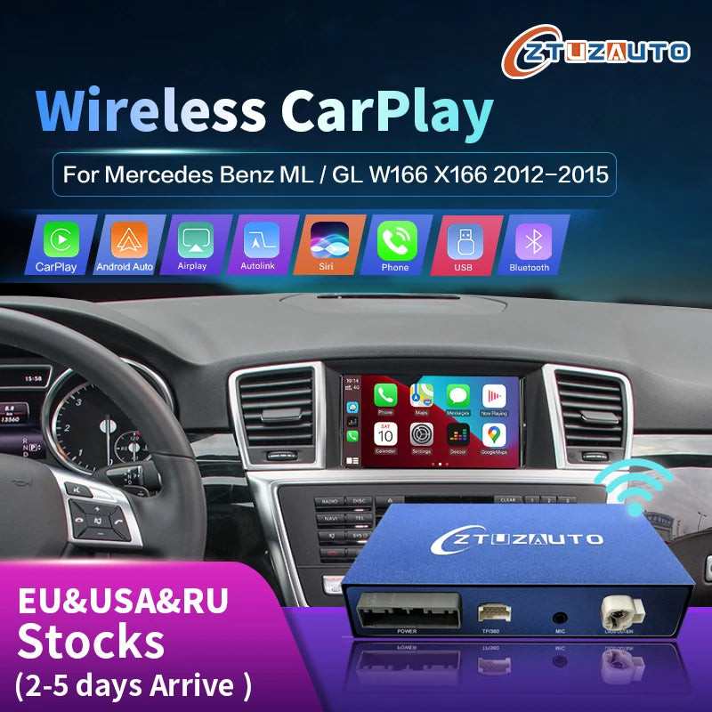 Wireless CarPlay for Mercedes Benz ML GL W166 X166 NTG4.5/4,7 2012-2015, with Android Auto