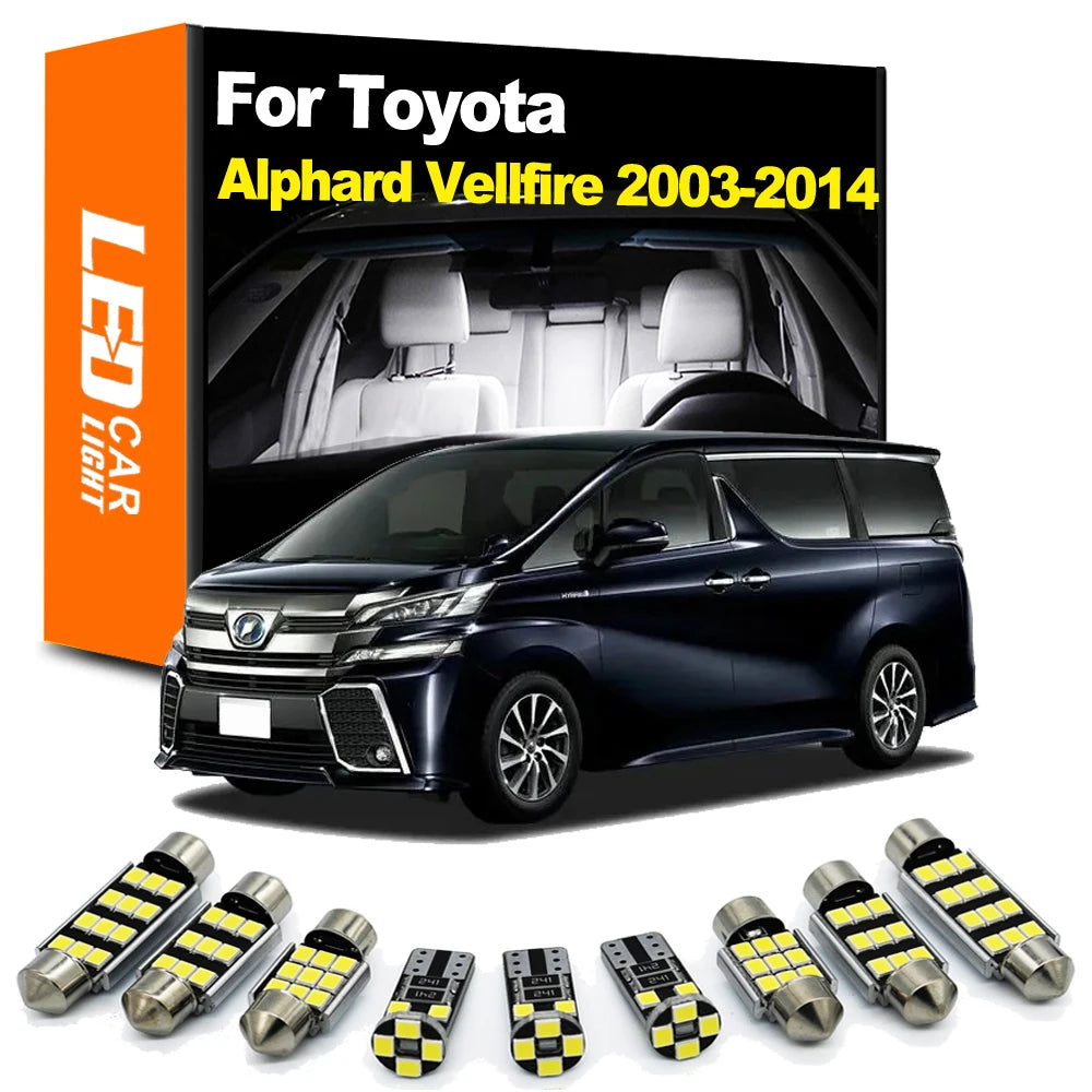 LED Interior Light Kit for Toyota Alphard Vellfire 10 20 Series 2003-2012 - Canbus Dome Map Door Trunk Bulbs | AUTOKI...