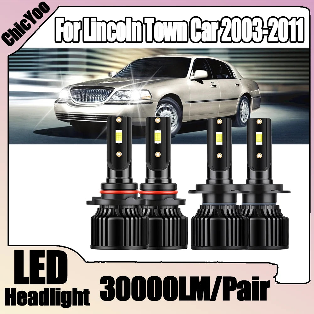 6000K White High Low Beam H7 9005 LED Headlight 30000LM 150W For Lincoln Town Car 2003 200
