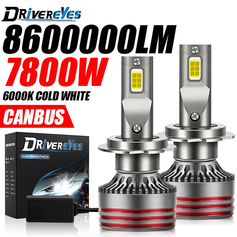 M8PRO 7800W 8600000LM H7 LED Car Headlights H4 Canbus H3 H1 H8 H11 9005 HB3 9006 HB4 9012
