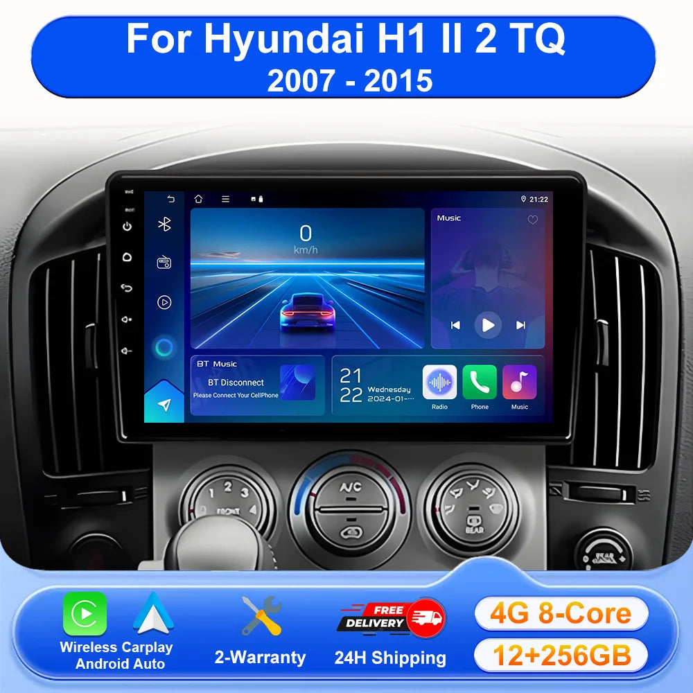 Android 16 For Hyundai H1 II 2 TQ 2007 - 2015 2K QLED Android Car Radio Multimedia Video P