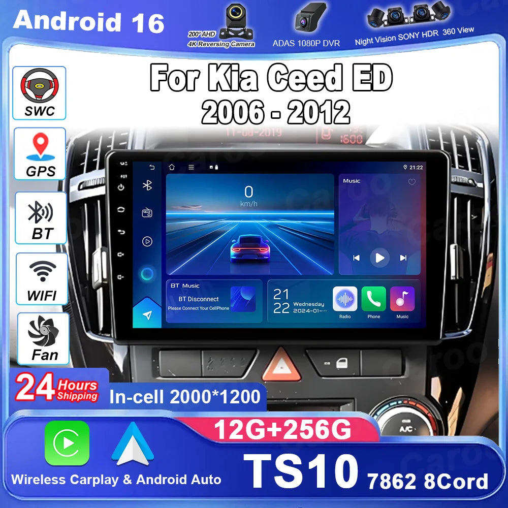 Android 16 Car Radio For Kia Ceed ED 2006 - 2012 Multimedia Video Player GPS Navigation Ca