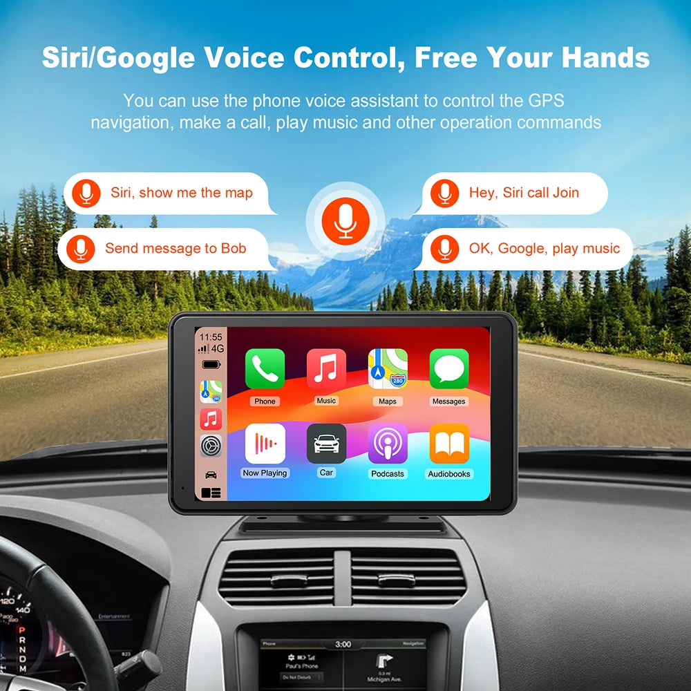 7-inch Wireless CarPlay Android Car Stereo Bluetooth 5.0 HD Touch Screen Mirror Link Rever | AUTOKITSHOP