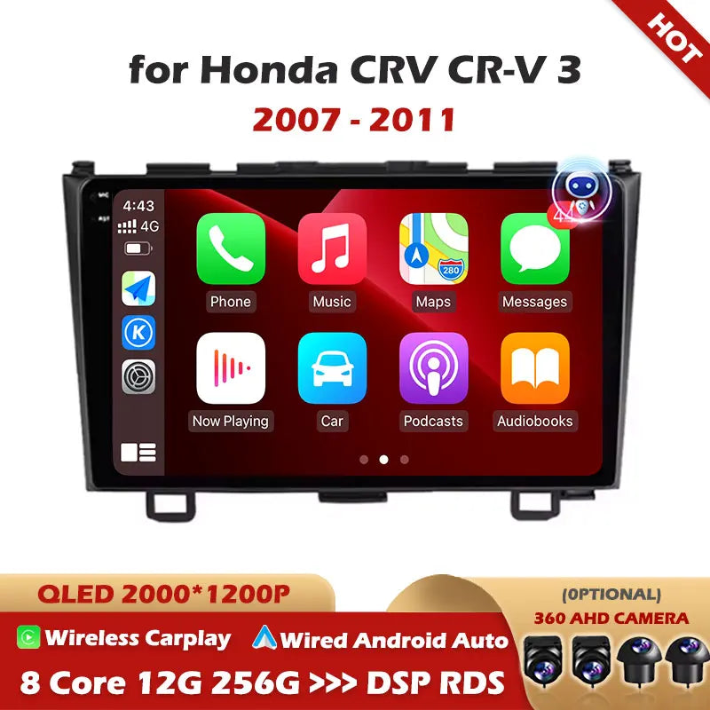 For Honda CRV CR-V 3 2007 2008 2009 2010 2011 Android 16 Wireless Carplay Auto Car Radio M
