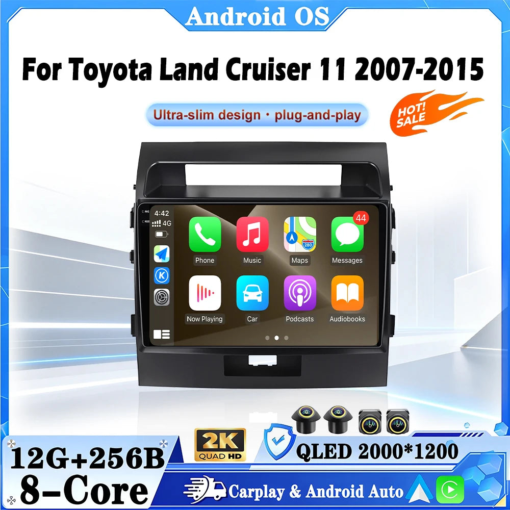 Android Carplay Monitors For Toyota Land Cruiser 11 2007-2015 Android 16 Car video Multime