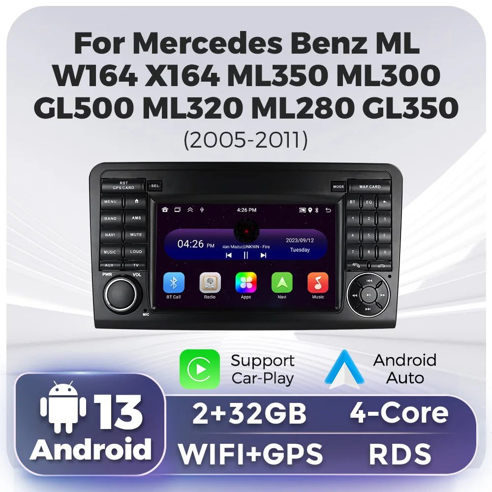 Android 13 Car Radio 2Din For Mercedes Benz ML GL W164 ML350 ML500 GL320 X164 ML280 GL350