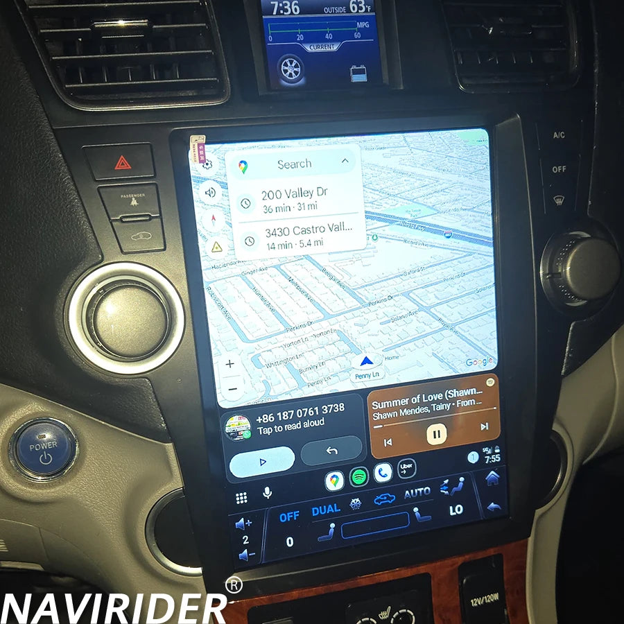 12.1inch Android 14 GPS Navigation Audio Car Radio For Toyota Highlander 2009 - 2013 Carpl | AUTOKITSHOP