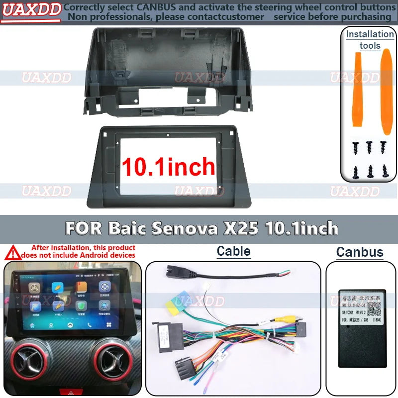 FOR BAIC Senova X25 2015-2017 10.1inch cadre voiture Fascia adaptateur Canbus decodeur And