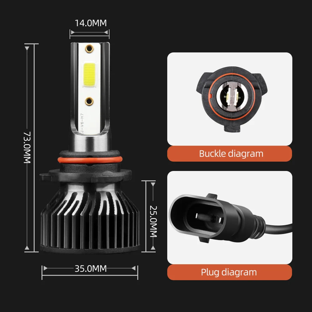 LED Bulbs Car Headlights Lamps 10000Lm COB Chip Auto Headlamps 6000K White 12V For Mitsubi