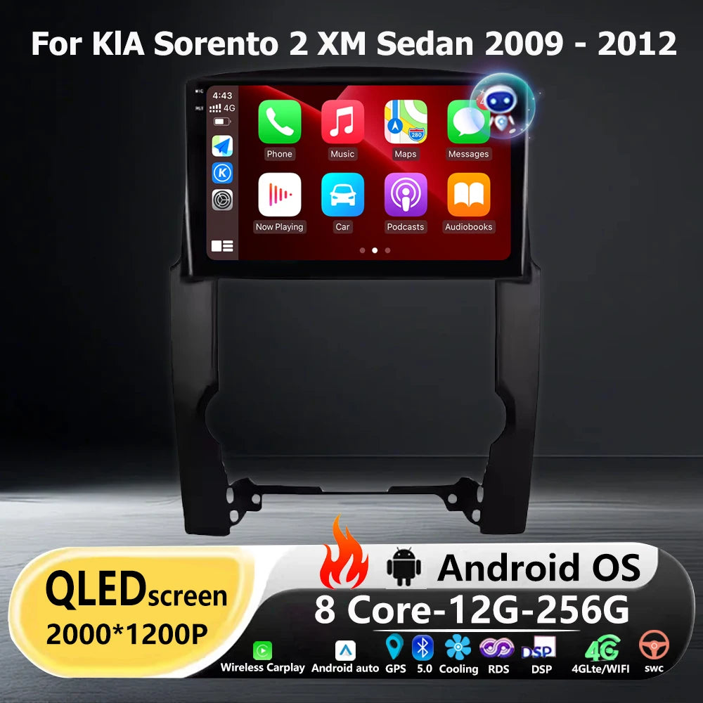 Wireless CarPlay For KlA Sorento 2 XM Sedan 2009 - 2012 Android 16 Auto Car Radio Multimed