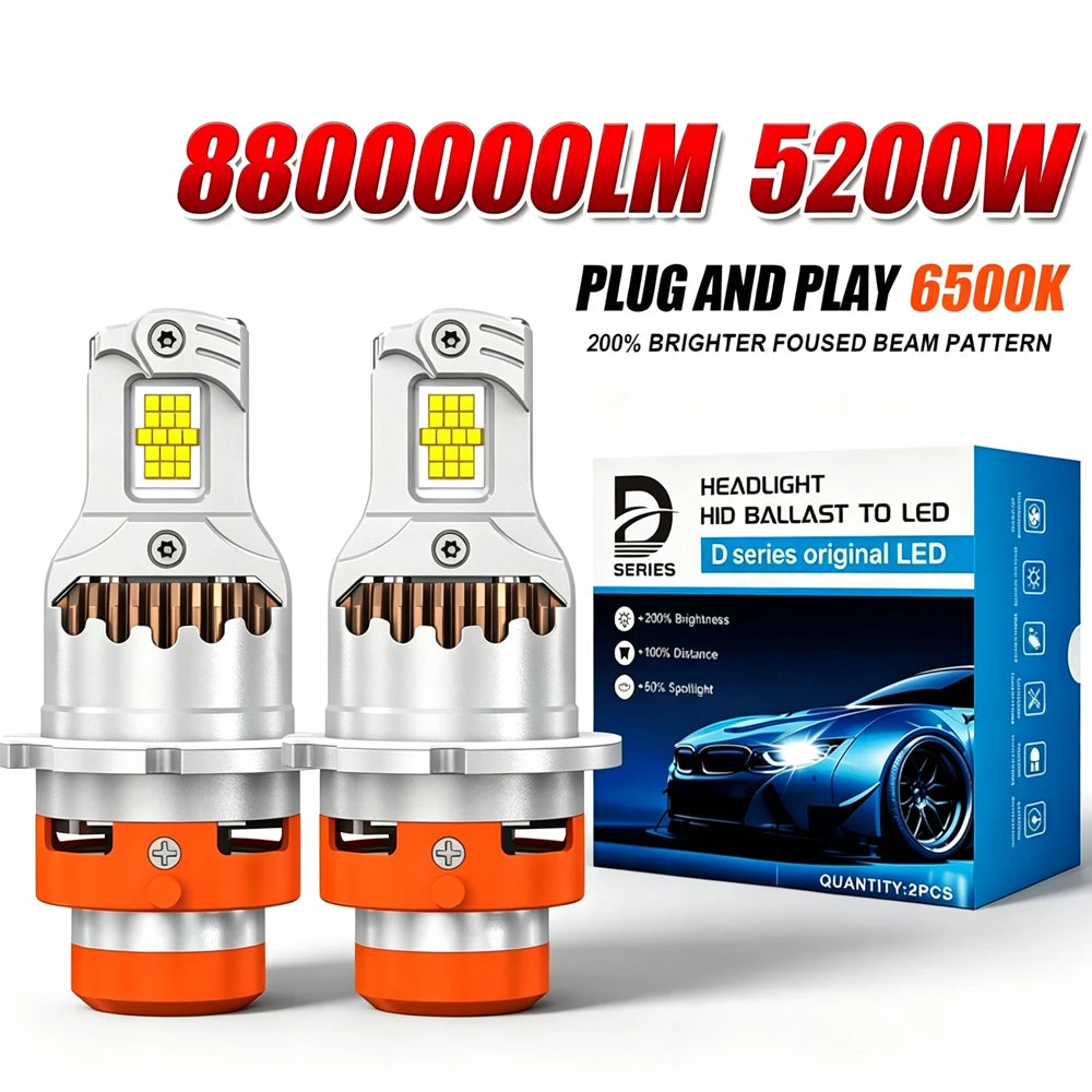 D4S D2S LED Car Headlights Bulbs D2R D2S D4R D4S D1S D3S Turbo Lights 6500K 5200W Auto Lam