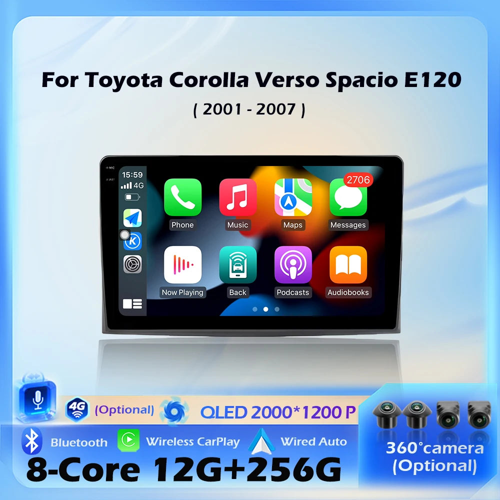 Android 16 For Toyota Corolla Verso Spacio E120 2001-2007 Car Radio Multimedia Video Playe