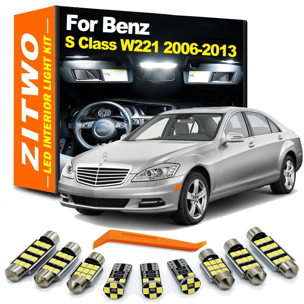 27Pcs Canbus LED Interior Dome Map Reading Door Light Bulb Kit For Mercedes Benz S Class W221 S300 S350 S400 S500 S600 2006-2013