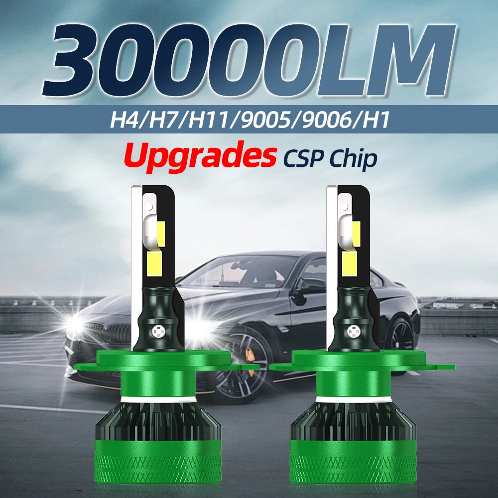 Car Headlight H4 30000LM High Bright Light H7 LED H11 9005 HB3 9006 HB4 H1 H8 H9 Auto Bulb