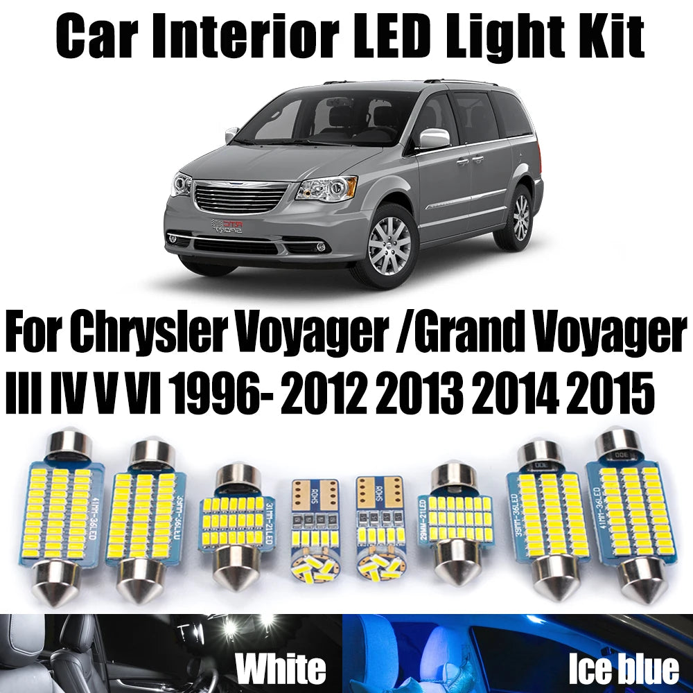 LED Interior Light Kit for Chrysler Voyager For Grand Voyager III IV V VI 1996- 2012 - Canbus Dome Map Door Trunk Bul...