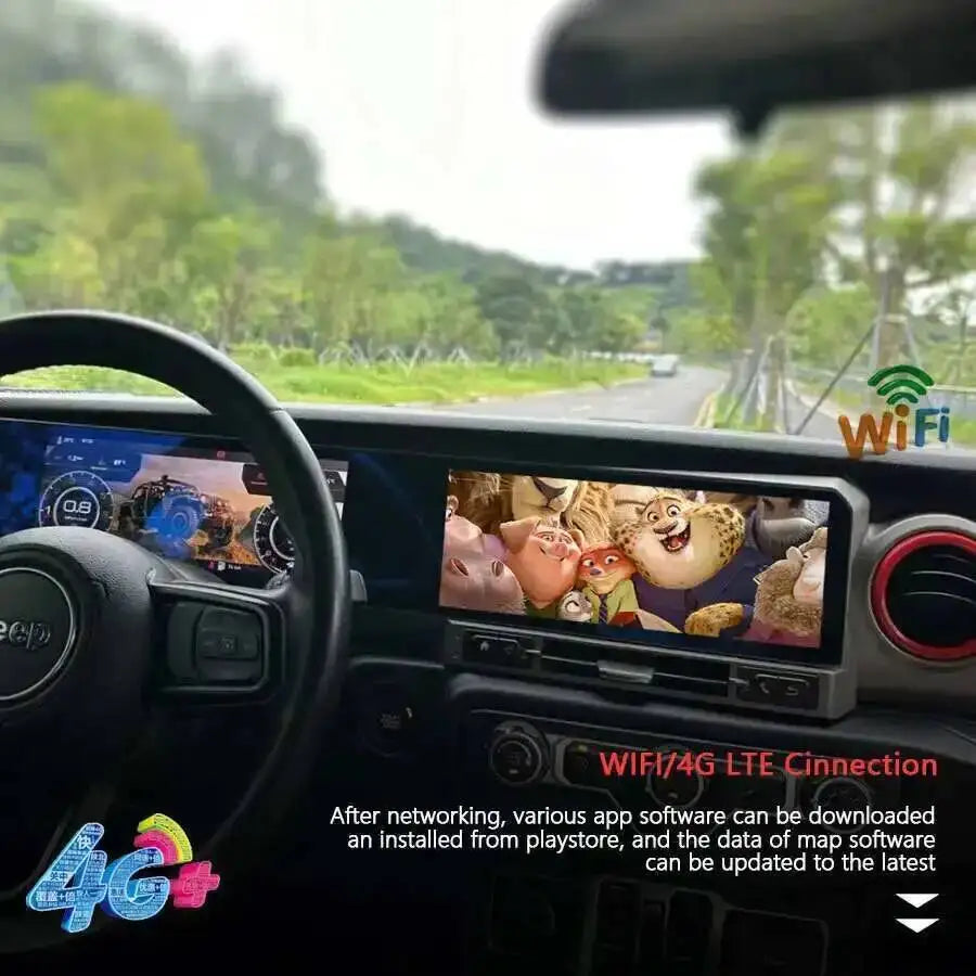 24.6inch Dual ScreenAndroid Car Radio For JEEP Wrangler JL 2018-2022 Gladiator Multimedia  | AUTOKITSHOP