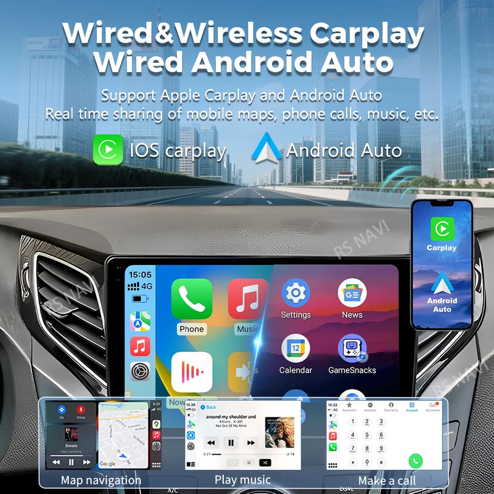 Android 16 For Hyundai i40 2011 - 2019 2K QLED Android Car Radio Multimedia Video Player G