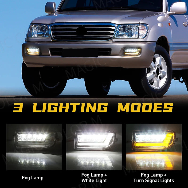 LED Fog Lights For Toyota Land Cruiser 100 LC100 UZJ100 FZJ10 1998-2008 Car DRL Turn Signa | AUTOKITSHOP