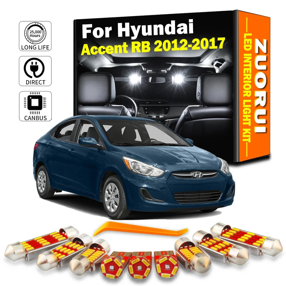 10-Piece LED Interior Light Kit for Hyundai Accent RB - Canbus Error-Free Bulbs | AUTOKITSHOP