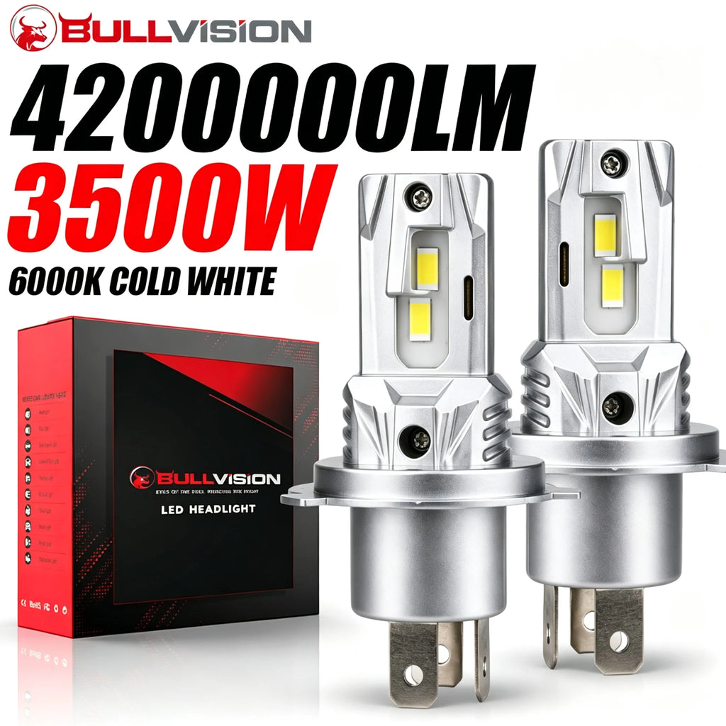 BULLVISION H4 LED Headlights CANBUS Wireless Car Headlamps 4200000LM 3500W 6000K 12V 24V L