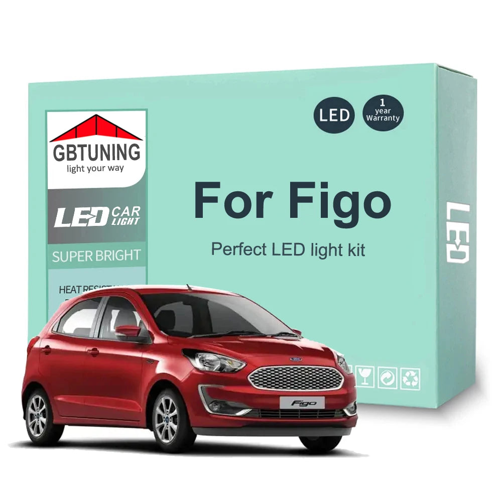 9-Piece LED Interior Light Kit for Ford Figo 2015-2021 - Canbus Dome Map Door Trunk Bulbs | AUTOKITSHOP