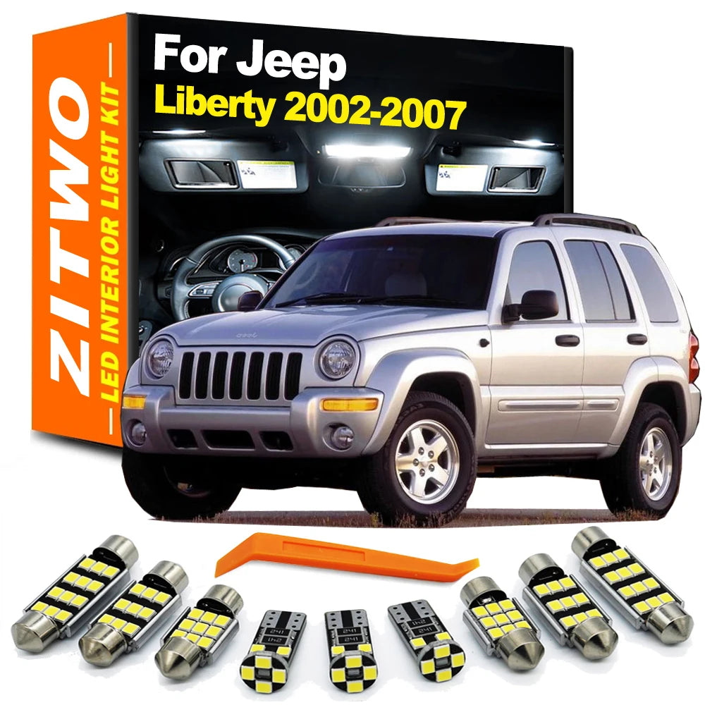 ZITWO 14Pcs Canbus No Error For Jeep Liberty 2002 2003 2004 2005 2006 2007 LED Interior Dome Map Trunk Plate Light Kit Car Bulbs