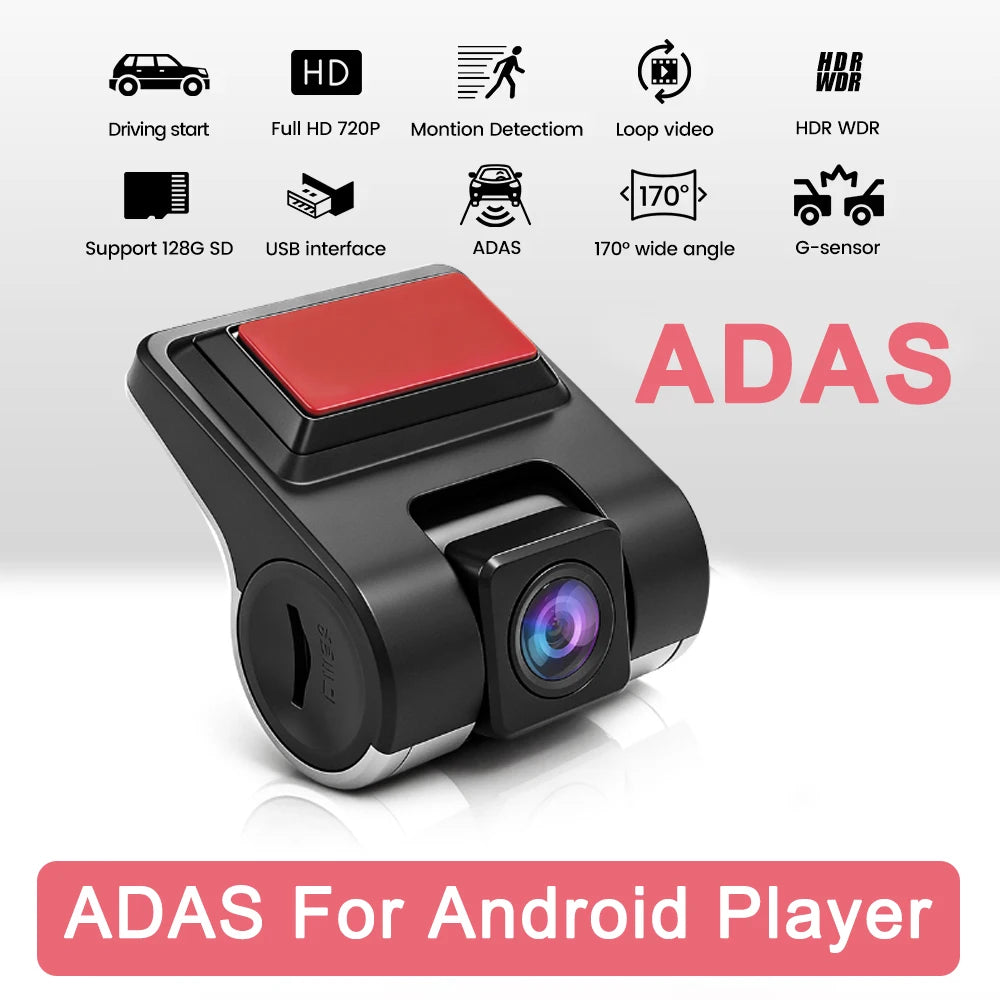 720P 170° DVR Driving Recorder Media Comes with ADAS Driving Assistance Function Recorder